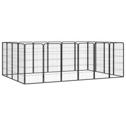 20-Panel Dog Playpen Black 19.7"x39.4" Powder-coated Steel