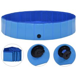 Foldable Dog Swimming Pool Blue 63"x11.8" PVC