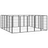 20-Panel Dog Playpen Black 19.7"x39.4" Powder-coated Steel