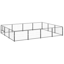 Dog Kennel Black 129.2 ftÂ² Steel