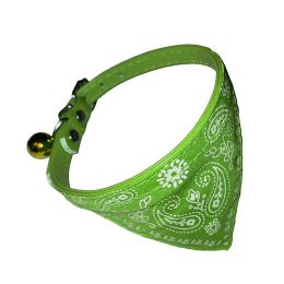 Pet Bell Triangular Binder Cat PU Collar Dog Saliva Towel Scarf For Small Dogs Pet Decorations (Color: Green)