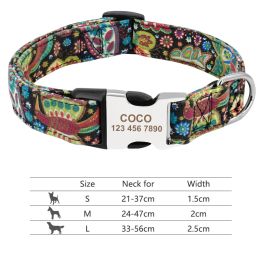 Adjustable Nylon Dog Collar Personalized Dogs Cat ID (Option: 019RedGreen-S)