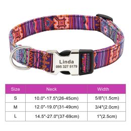 Adjustable Nylon Dog Collar Personalized Dogs Cat ID (Option: 030Orange-M)