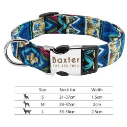 Adjustable Nylon Dog Collar Personalized Dogs Cat ID (Option: 013Blue-L)