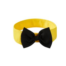 Pet Collar Knot Velcro Adjustable Bow Tie (Option: Black And Yellow-L)