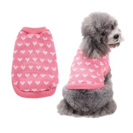 Pet Dog Sweater Turtleneck Dog Knitwear Warm Pet Sweater (Color: pink, size: M)