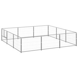 Dog Kennel Silver 96.9 ftÂ² Steel (Color: Silver)