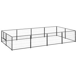 Dog Kennel Black 86.1 ftÂ² Steel (Color: Black)