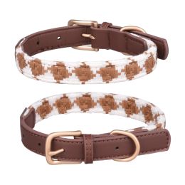 Soft Woven Prismatic Plaid Dog Collar (Option: Brown-XS)