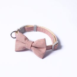 Pet Adjustable Bow Cat Collar (Color: Brown)