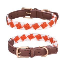 Soft Woven Prismatic Plaid Dog Collar (Option: Orange-S)