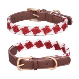 Soft Woven Prismatic Plaid Dog Collar (Option: Red-S)