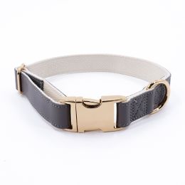 Pet Collar Metal Buckle High Quality All-match (Option: Dark Gray Golden Necklace-M)