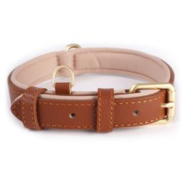 Lychee Pattern Dog Collar Diving Cotton Anti-strangulation (Option: Brown-L)